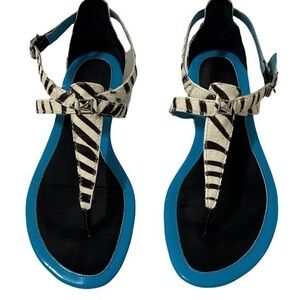 Sperry Zebra Striped Leather Sandals Size 6